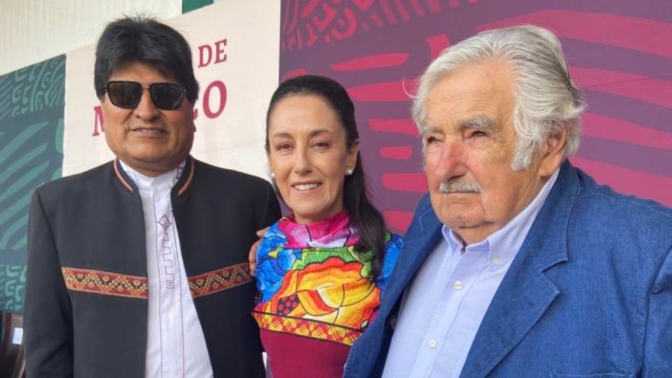 Claudia Sheinbaum junto a Evo Morales y Pepe Mujica