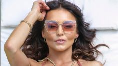 Angelique Boyer sube la temperatura con bikini morado hecho por ella misma