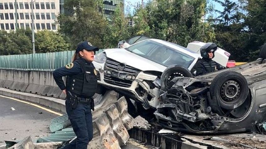 Fuerte volcadura sobre Río San Joaquín, el vehículo se habría quedado sin frenos