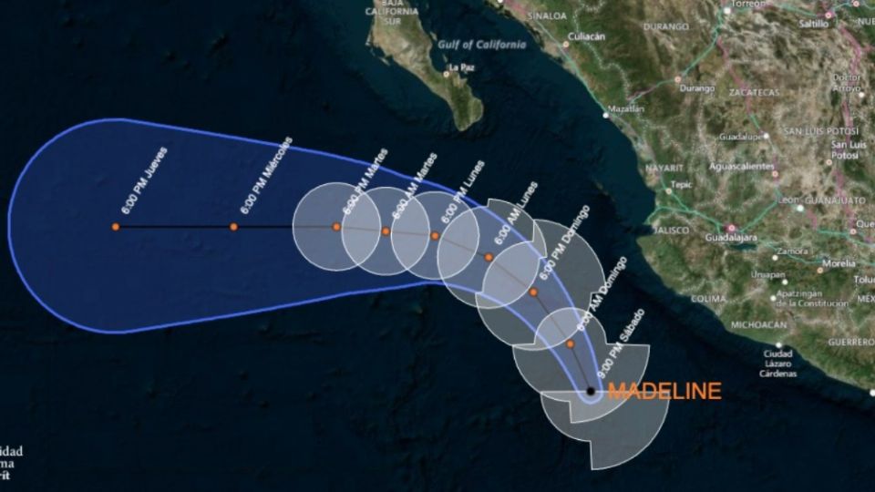 Así es la ruta de la tormenta 'Madeline'.