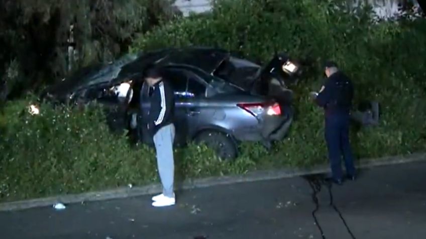 Un conductor chocó contra un árbol y volcó: dejó abandonados a sus tres acompañantes en Tlalpan