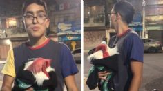 TikToker sale de su casa con un gallo envuelto tras sismo en la CDMX y VIDEO arrasa las redes