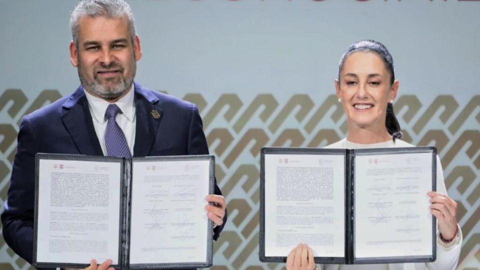 Claudia Sheinbaum y Alfredo Ramírez Bedolla firmaron un convenio de seguridad