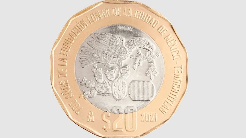 La Moneda 20 pesos conmemorativa de la Fundación Lunar México-Tenochtitlan que puedes vender hasta en 170 mil pesos