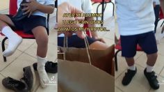 Maestra se vuelve viral al regalarle unos zapatos a su alumno; los suyos estaban rotos