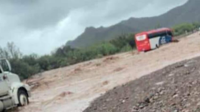 Autoridades rescataron a tres pasajeros del autobús arrastrado por la corriente en Loreto, BCS