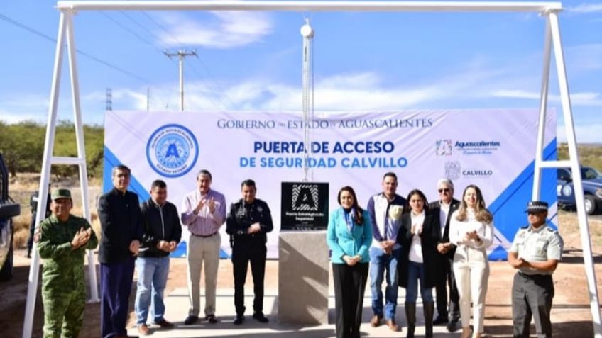 La gobernadora de Aguascalientes coloca la primera piedra de la puerta de seguridad en Calvillo