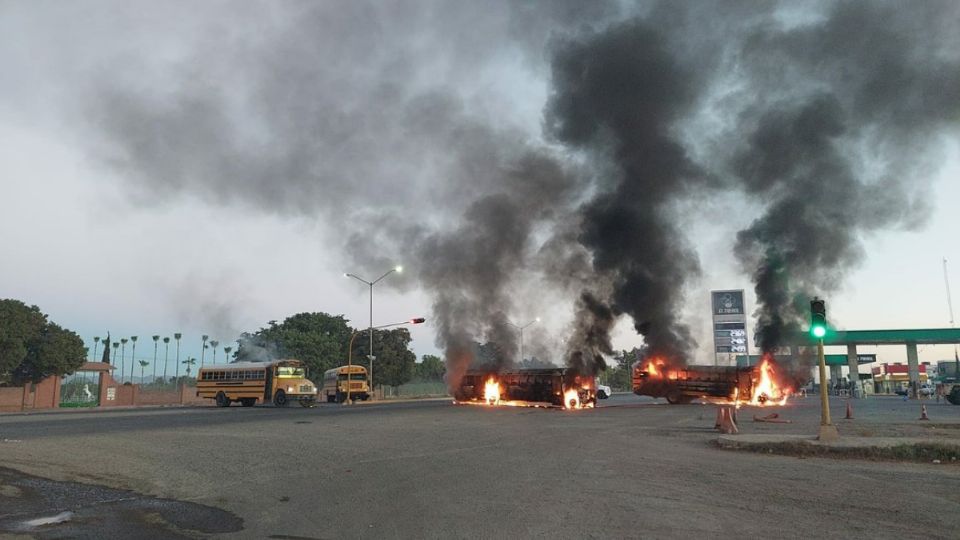 Imagen de los bloqueos en Culiacán.