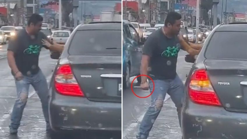 Amenaza con un desarmador y jala del cabello a mujer automovilista en plena avenida y nadie la defiende: VIDEO