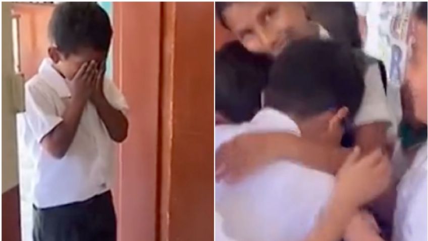 VIDEO: sorprenden a niño de bajos recursos con fiesta de cumpleaños en su salón de clases y rompe en llanto