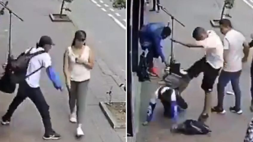 VIDEO: dan brutal golpiza a sujeto por atacar a mujeres con una jeringa en plena calle