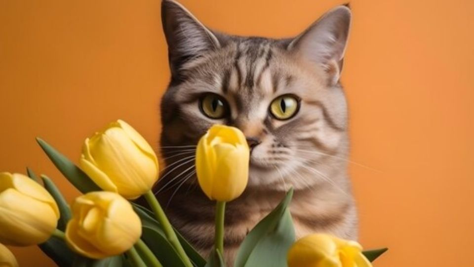 Los tulipanes no son buenos para los gatos.