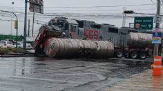 Conductor de pipa de gas intenta ganarle el paso al tren en Toluca y es arrollado