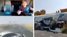 VIDEO: momento exacto en el que el un conductor pierde el control e impacta contra una pipa en la México-Pachuca