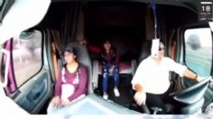 VIDEO: mujer y una niña piden aventón a trailero y lo asaltan en la México-Puebla