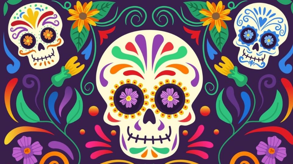 Ilustración de unas calaveritas de azúcar.