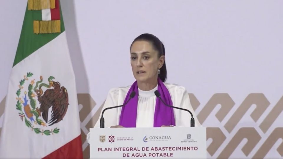 Claudia Sheinbaum durante el anuncio del Plan Integral Abastecimiento de Agua Potable al Valle de México.