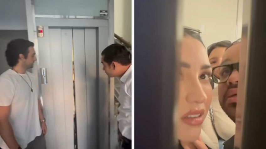 Ángela Aguilar vive momentos de angustia tras quedar atrapada en un elevador: VIDEO