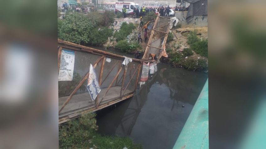 Colapsa puente peatonal en Chimalhuacán, se reportan al menos 13 lesionados