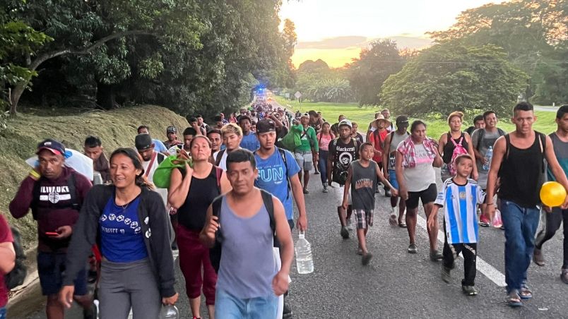 Caravana migrante en su paso por México