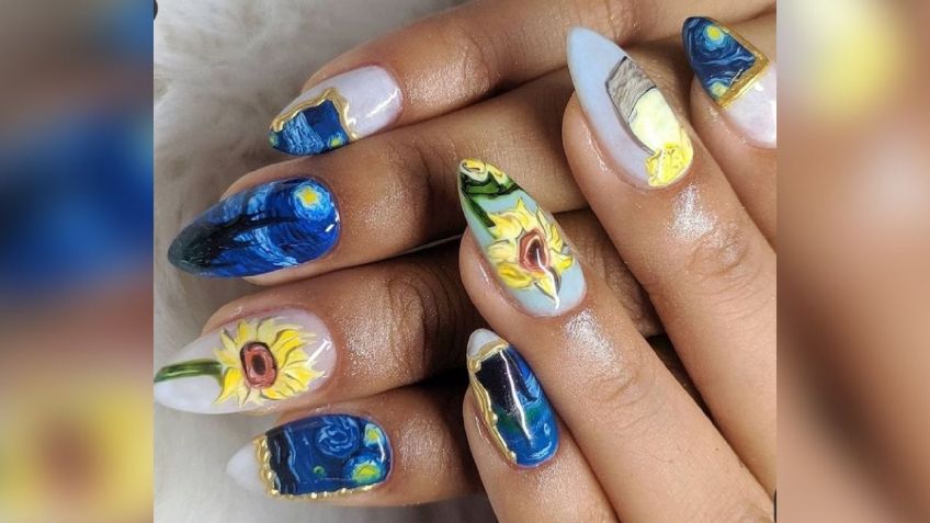 Uñas estilo Van Gogh para que tu manicura se vea como una auténtica obra de arte