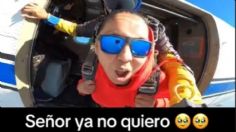 '¡Señor, ya no quiero!': Mujer se arrepiente de lanzarse en paracaídas en el último momento | VIDEO