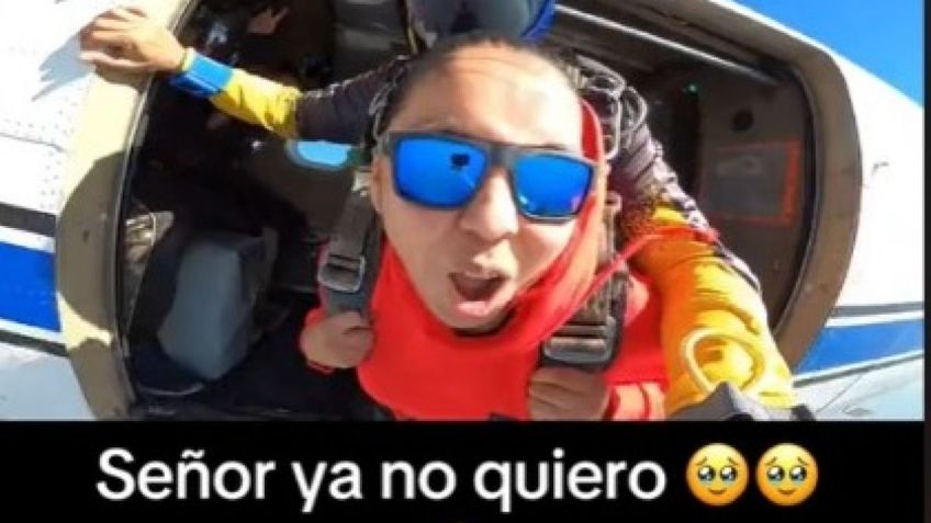 '¡Señor, ya no quiero!': Mujer se arrepiente de lanzarse en paracaídas en el último momento | VIDEO