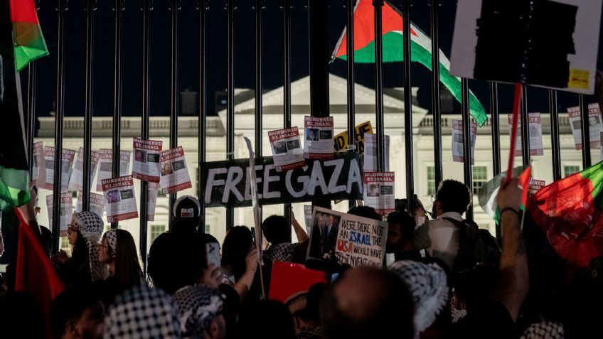 VIDEO: manifestantes antiisraelíes atacan la valla de la Casa Blanca y piden alto al fuego en la Franja de Gaza