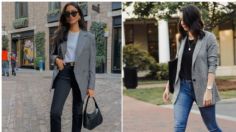 Blazer gris con jeans, el básico de invierno que te hará ver elegante con tenis o botas