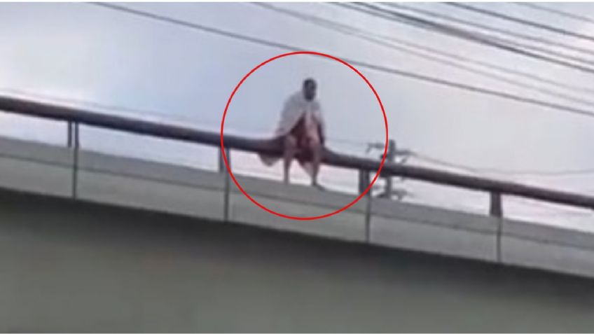 IMÁGENES FUERTES: hombre se lanza al vacío desde un puente tras escapar de un hospital