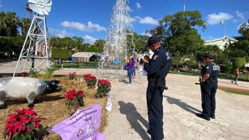 Con adornos navideños, exhiben a deudores alimentarios en Mérida