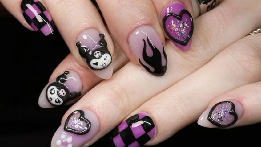 3 diseños de uñas cortas inspirados en Kuromi para estar cómoda y lucir kawaii