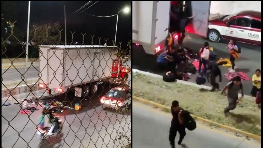 VIDEO: Abandonan tráiler lleno de migrantes en Oaxaca; escaparon corriendo