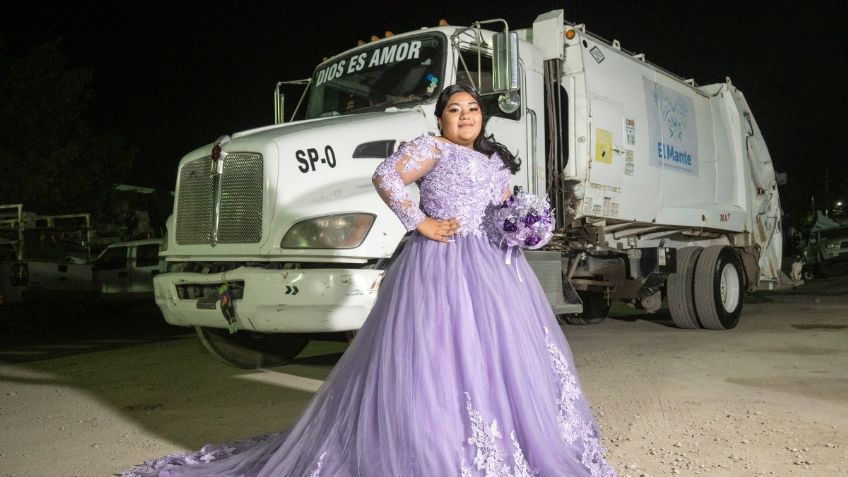 Quinceañera realiza una emotiva sesión de fotos en un camión de basura por esta poderosa razón