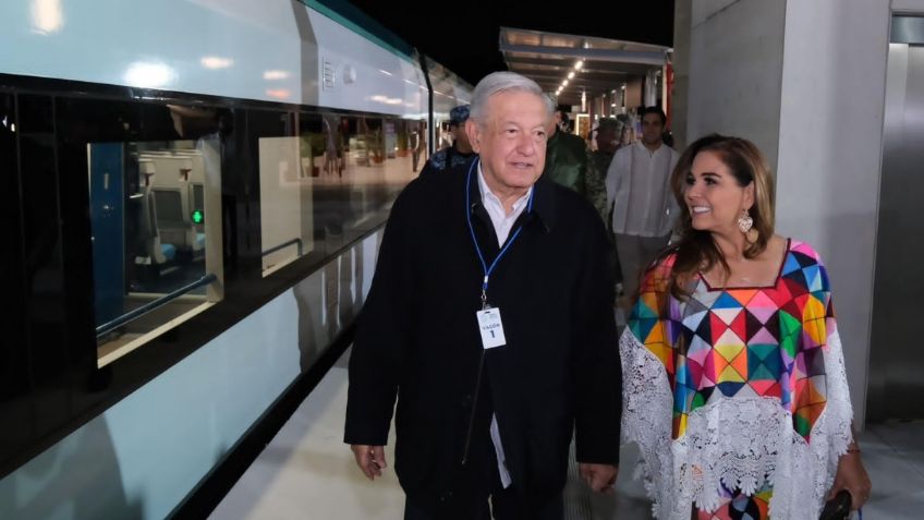 Mara Lezama acompaña a AMLO en la inauguración del tramo Cancún-Palenque del Tren Maya