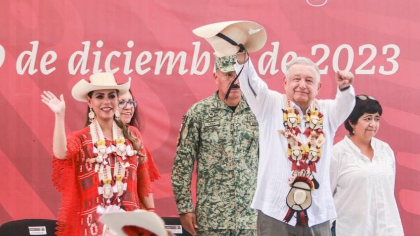 Evelyn Salgado y AMLO realizan gira de trabajo en Tierra Caliente