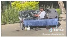 VIDEO| En la Condesa captan a un "vagabundo" con un iPhone y una computadora