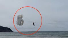 VIDEO | Vacaciones casi terminan en tragedia: turista cae de parachute y termina con lesiones en playas de Mazatlán