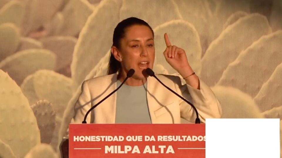 Claudia Sheinbaum durante su asamblea informativa en Milpa Alta