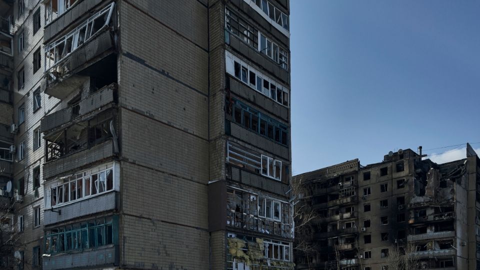 Casas abandonadas, cerca del frente en Avdiivka, en Donetsk, Ucrania, tras cumplirse casi un año de la invasión.