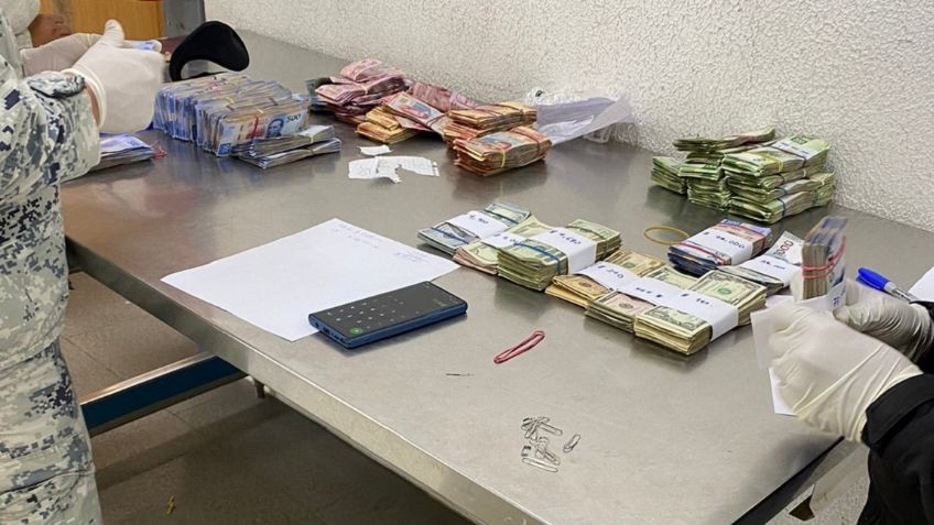 Sonora: detienen a mujer que viajaba con un millón 400 mil pesos en efectivo en una bolsa de tela