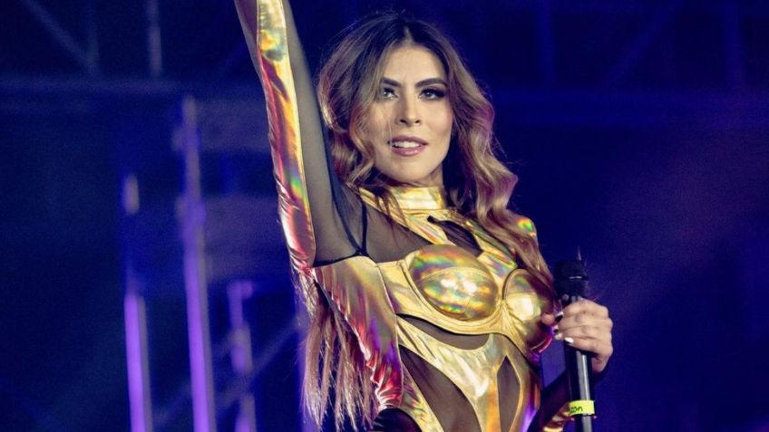 FOTO: María León hace split en el aire con body dorado