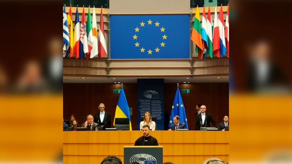 Volodimir Zelenski ofreció un discurso ante el Parlamento Europeo.