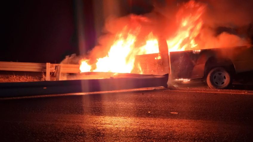 Conductor salva la vida luego de incendiarse su vehículo tras un choque en carretera 45