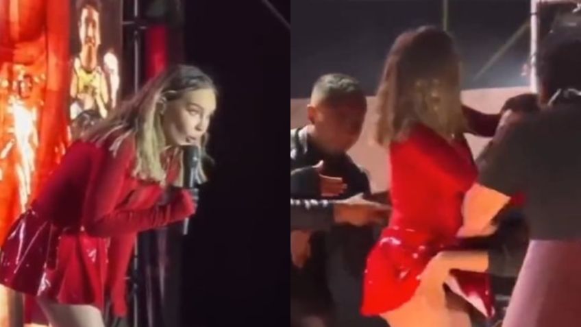 VIDEO FUERTE | Un fan sube al escenario y lastima a Belinda