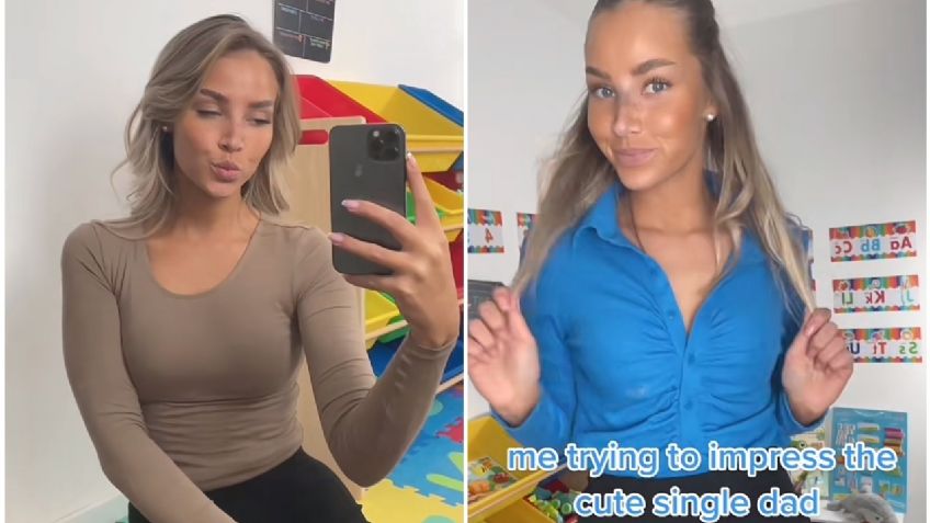 Una "maestra de guardería" se vuelve viral por los atrevidos outfits que modela en TikTok