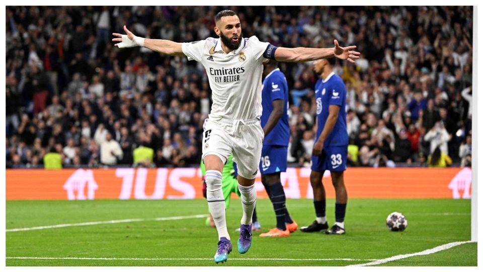 El francés Karim Benzema gritó otro gol ante el Chelsea y el Real Madrid está un paso de eliminar al club inglés por segundo año consecutivo