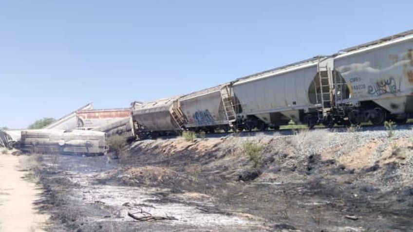 Tren de carga se descarrila en Sonora: 20 vagones quedaron fuera de las vías