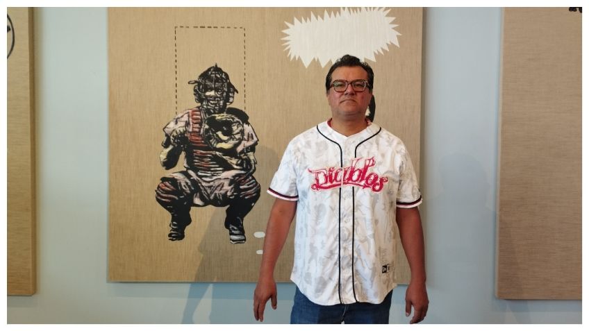 Demián Flores se inspira en el beisbol para crear arte