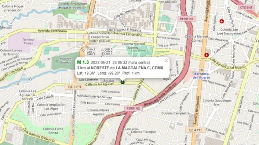 CDMX: reportan nuevo microsismo de 1.3 con epicentro en la Magdalena Contreras